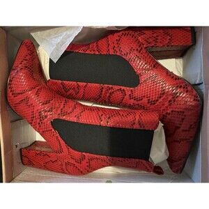 Women's Red Ankle Snake Boots Size 8
